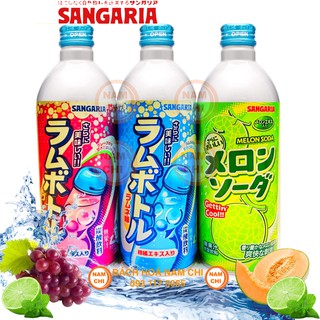 ĐỦ VỊ Soda Sangaria Nhật Bản Vị Dưa Lưới Nho Tự Nhiên 500ml Chai Nhôm Giải