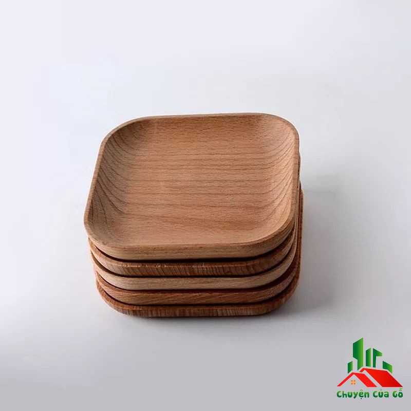 HOTTT - Khay vuông 12cm mềm mịn, làm từ gỗ beech tự nhiên
