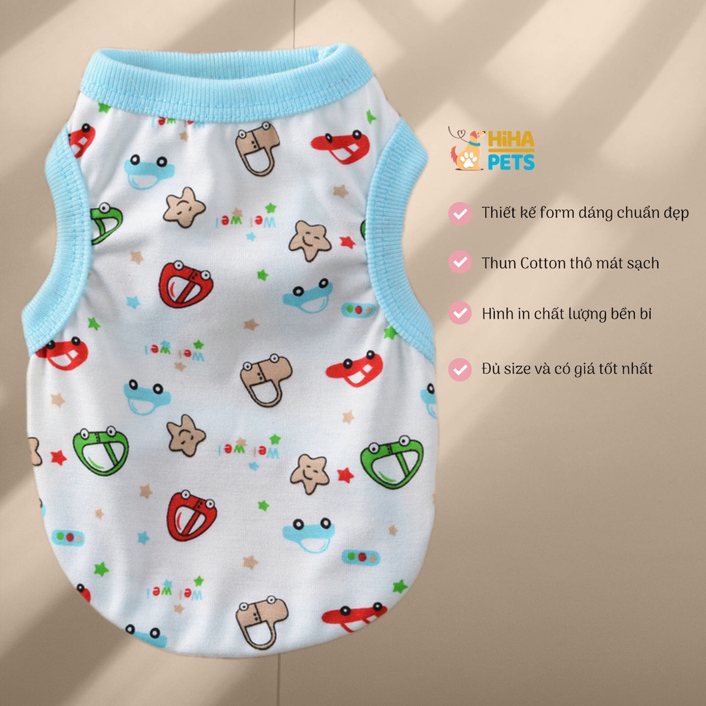 Áo Thun Ba Lỗ Cho Cún Mèo Dễ Thương Quần Áo Thú Cưng Mùa Hè Mát Mẻ Hihapet.