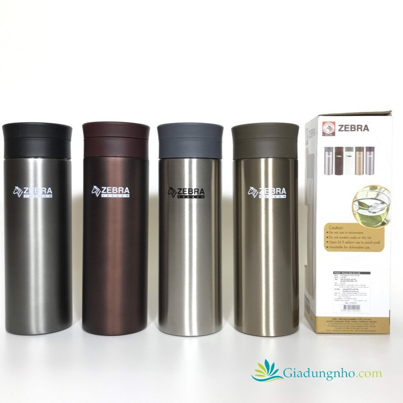 Bình giữ nhiệt inox 304 ZEBRA 450ml -112915 có lọc trà - SX tại Thái Lan