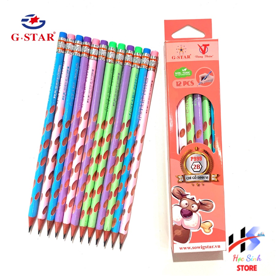 Hộp 12 cây bút chì định vị GSTAR P999 2B giúp cầm bút đúng tư thế không mỏi tay