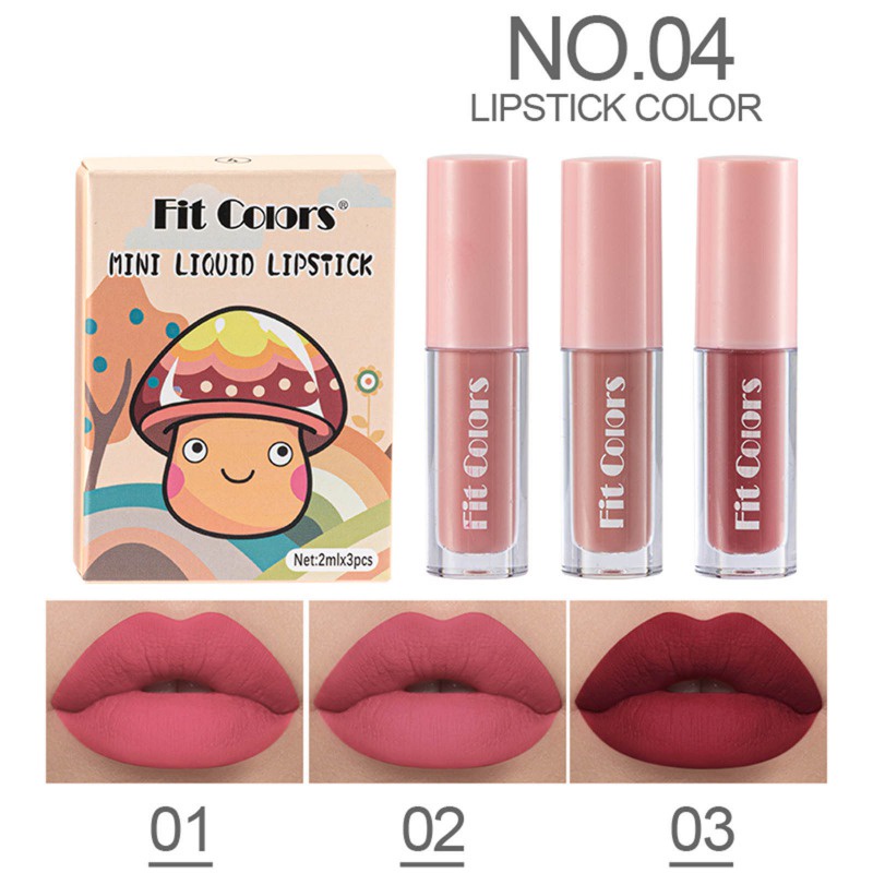Set 3 Son Kem Lì Mini Chống Nước Lâu Trôi Suốt 24 Giờ
