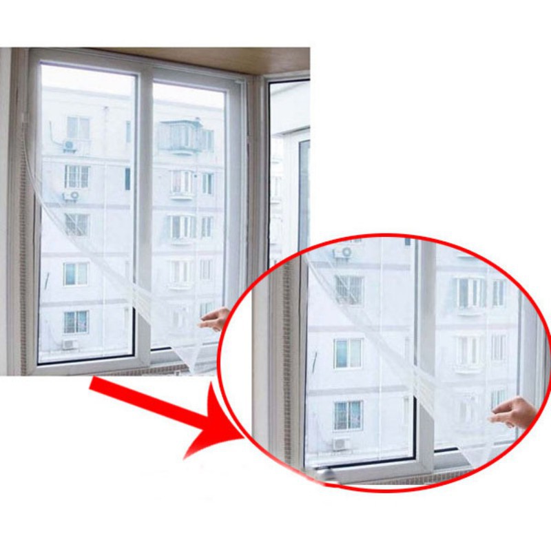 Màn treo cửa sổ chống ruồi/ muỗi kích thước 130x150cm chất lượng cao kèm băng gai dán