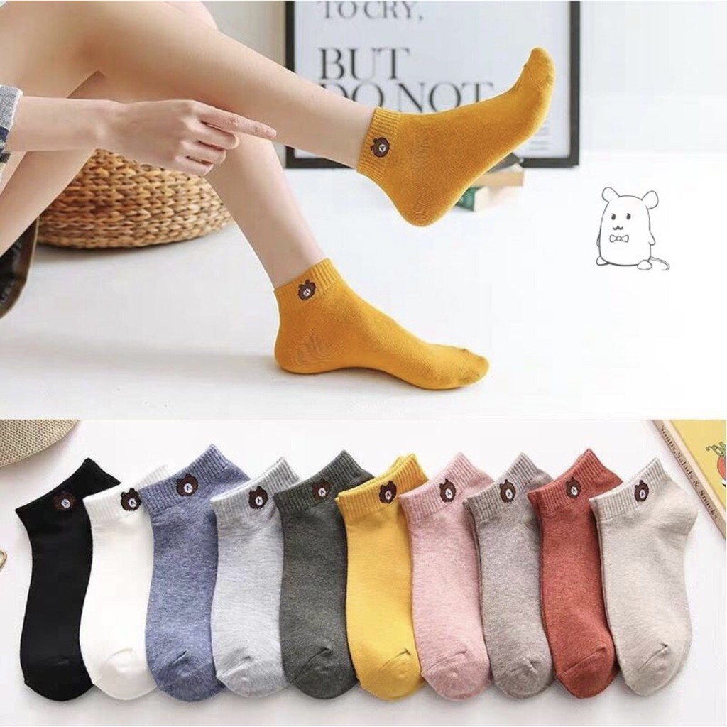 [ Combo 10 đôi ] Tất gấu cổ ngắn siêu cute nhiều màu !!!