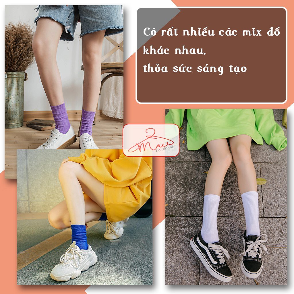 Tất Nhún Cao Cổ Phong Cách Vintage Hàn Quốc chất len đẹp nhiều màu nam nữ - MACboutique