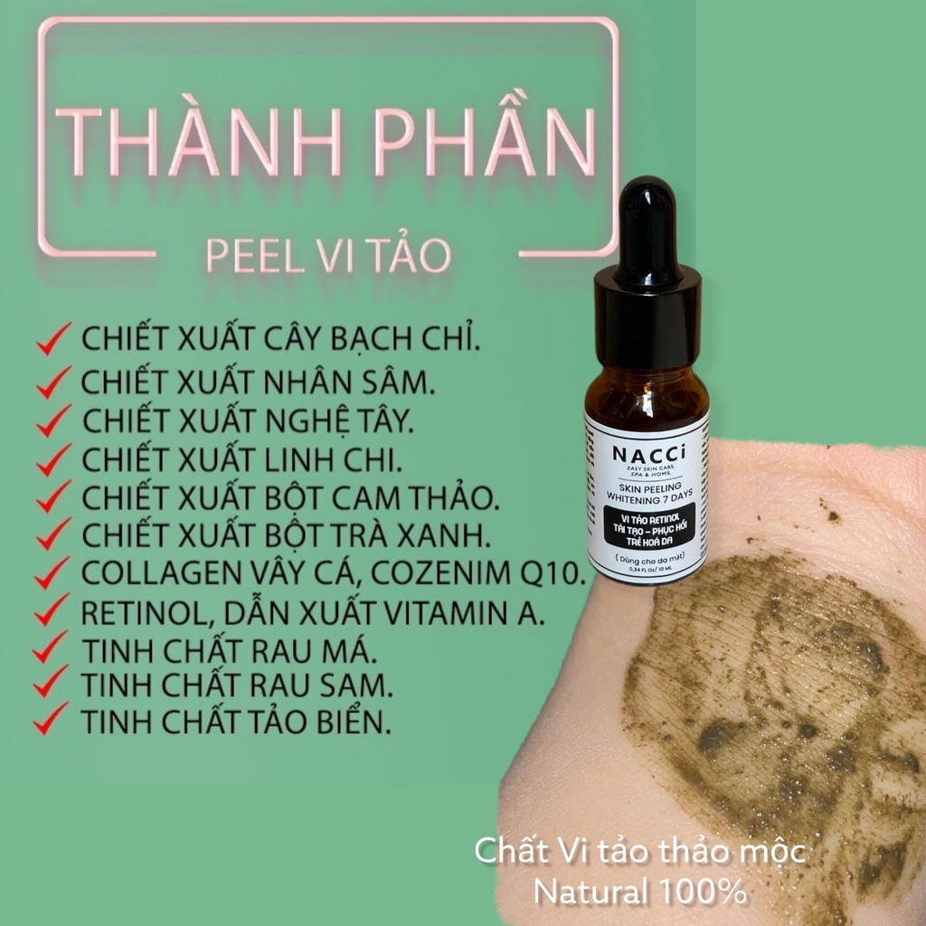 chai 10ml) Peel lột da mặt vi tảo chuyên SPA - Thay da sinh học vi tảo