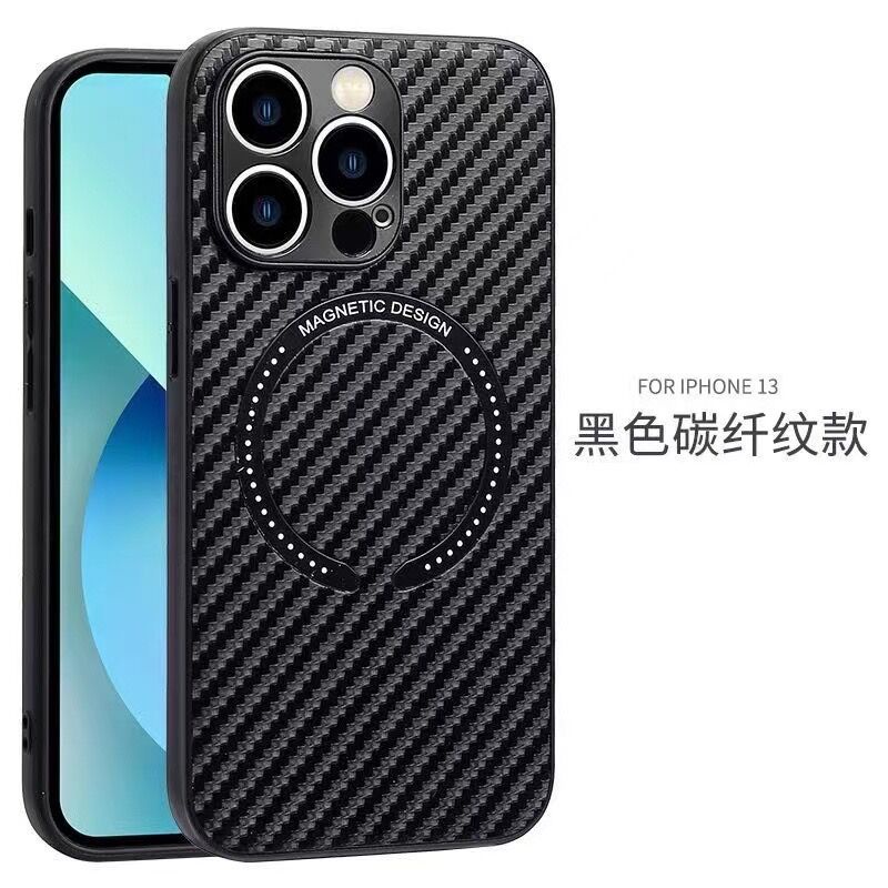 Mới! Ốp Điện Thoại Da Nhám Từ Tính Kết Cấu Sợi Carbon Cho iPhone 11 12 Pro Max 13 Pro Max 14 Pro Max