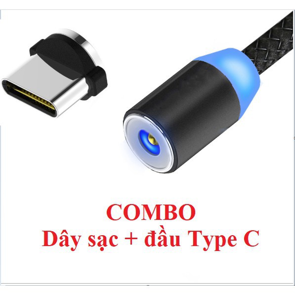 [Cáp sạc nhanh 2A] Cáp sạc nam châm cho iphone, micro usb, type C xoay 360 độ dây dù có led siêu hot [FREESHIP]