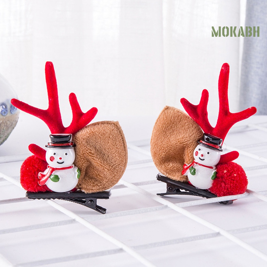 1 Cặp Kẹp Tóc Trang Trí Tai Tuần Lộc Giáng Sinh Dễ Thương Chống Trượt