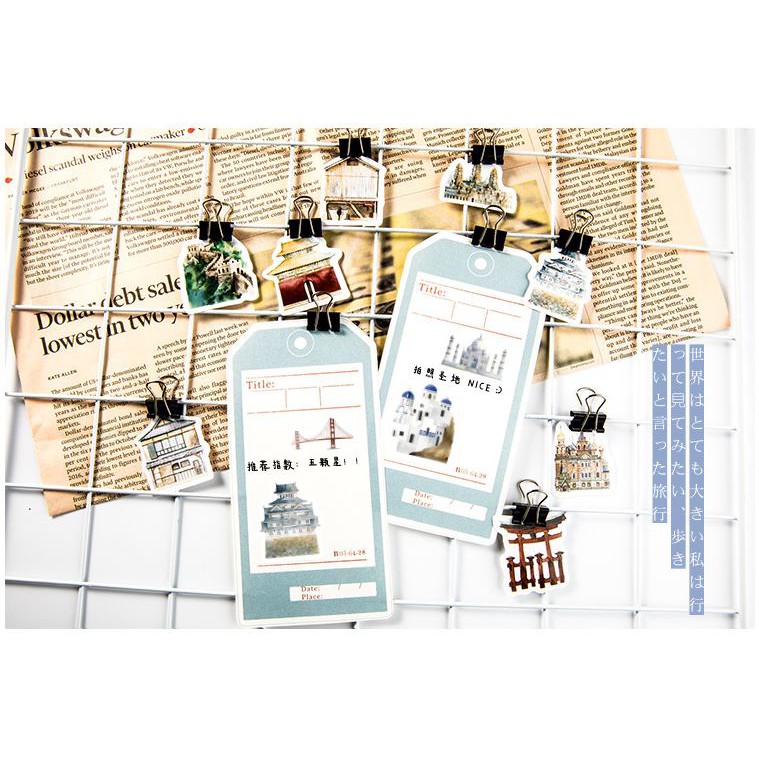 Bộ 46 Sticker Hàn Quốc Kỳ Quan Thế Giới dán trang trí E04