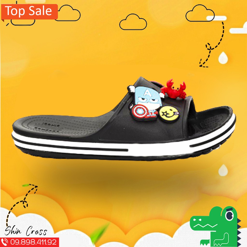 dép lê Cross màu đen logo dập nổi tặng ngay 12 sticker cross
