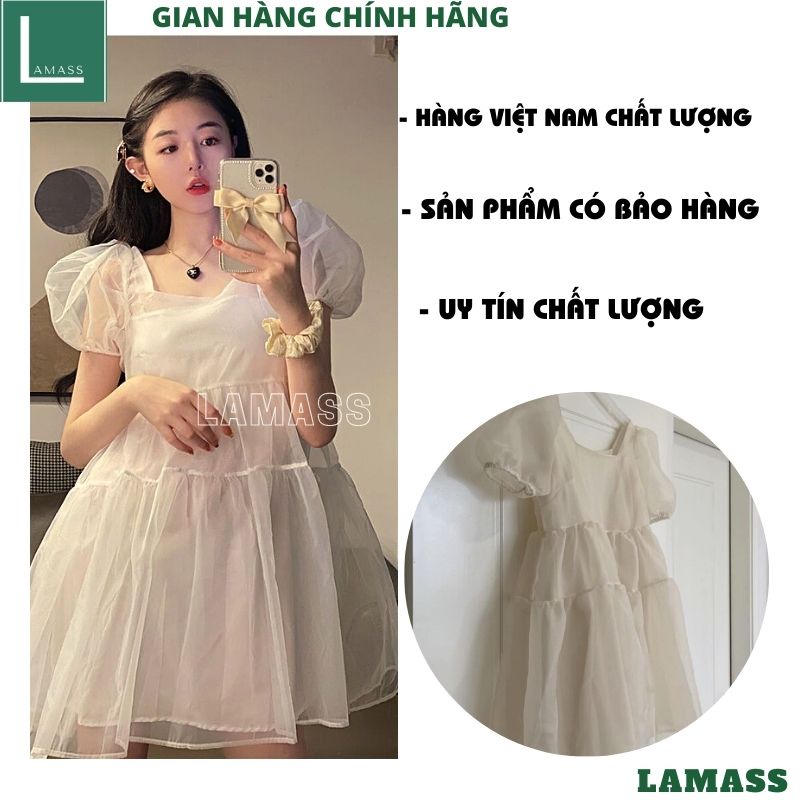 Đầm nữ babydoll voan 2 lớp tiểu thư bánh bèo dễ thương V-01 -LAMASS