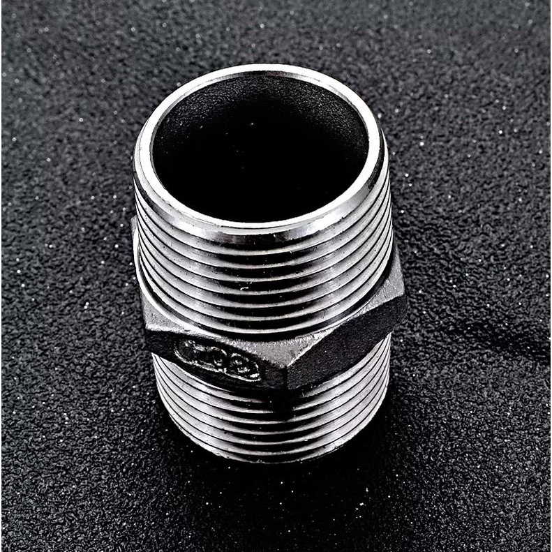 Kép INOX phi 21(dn15-1/2''), Kép đúc, đầu nối 2 đầu ren ngoài 2.1cm inox bóng - QM.PK108