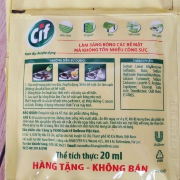 Kem Tẩy Chuyên Dụng Cif 20ml Đa Năng Siêu Sạch, Siêu Sáng