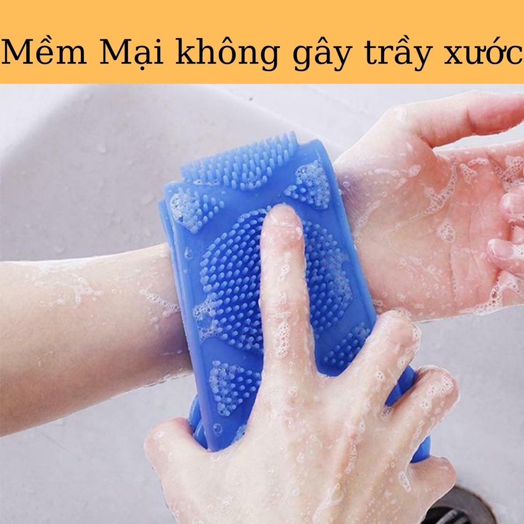 Dây cọ chà lưng silicon 2 mặt massage tạo bọt dụng cụ tắm tẩy tế bào chết