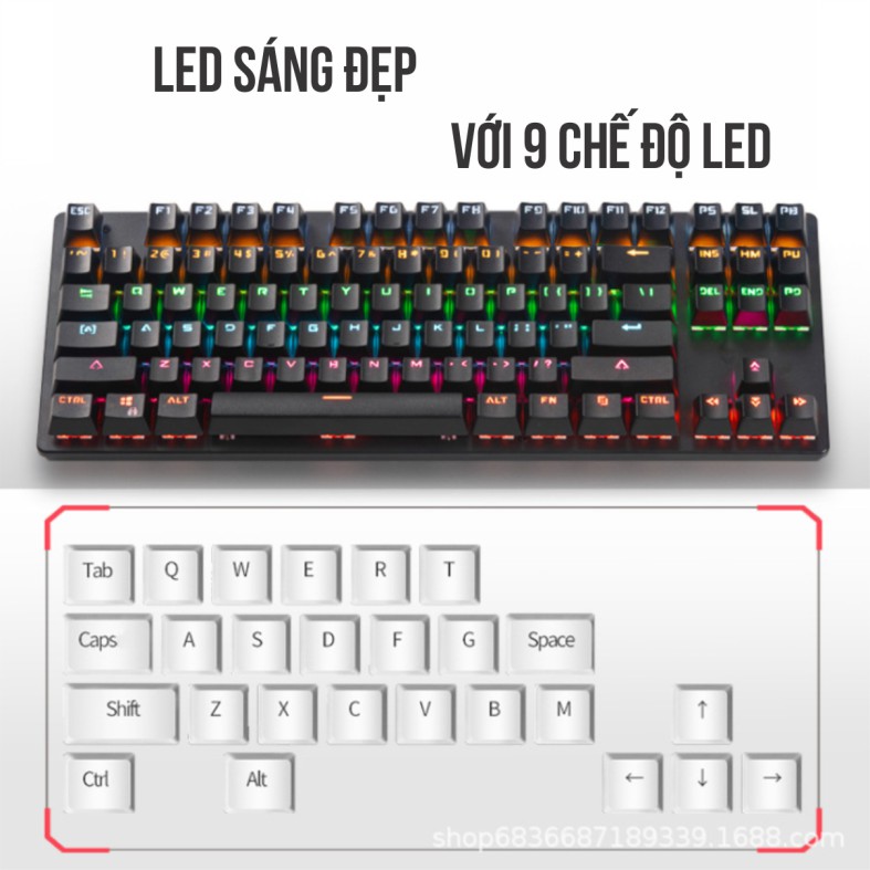 Phím cơ TKL chơi game [SIÊU SALE] phím cơ giá rẻ HJK 917 LED cực đẹp, chống nước | BigBuy360 - bigbuy360.vn
