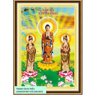 Tranh thêu chữ thập TAM THẾ PHẬT 53560 (68x98cm) chưa thêu