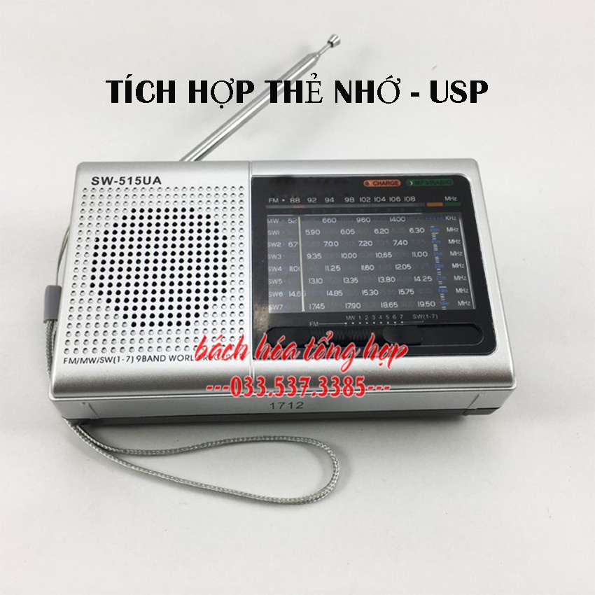 Đài fm radio usb thẻ nhớ, máy radio 515 nhỏ gọn, độ bền cao