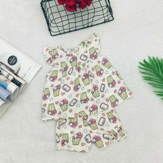 Combo 2-3 bộ - Đồ bộ cánh tiên bé gái, lanh lụa