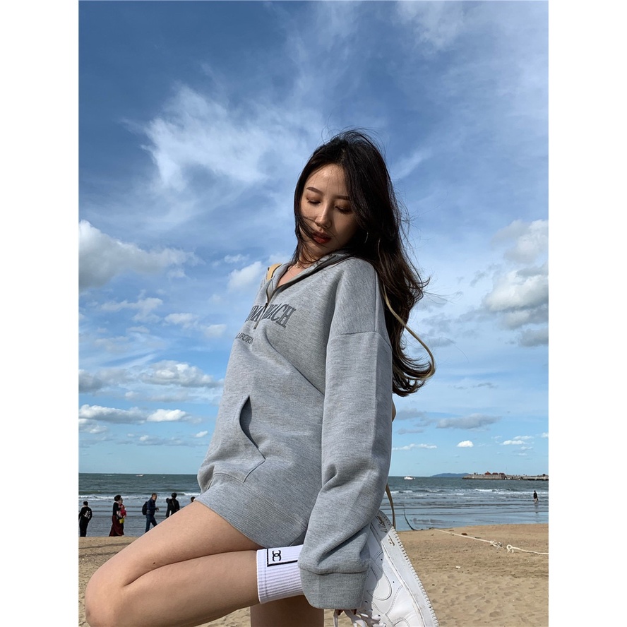 QKOOLE  Áo Sweater Nữ Khóa Kéo Thời Trang Hàn Quốc