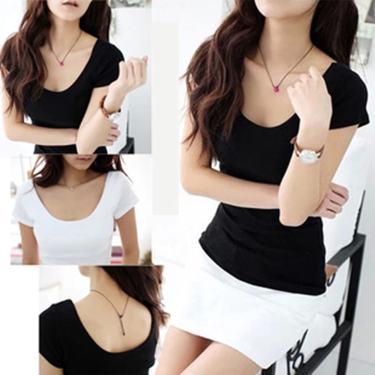 Bán Sỉ Áo Thun Cotton Tay Ngắn Màu Trơn Gợi Cảm Bán Trực Tiếp Từ Nhà Máy Cho Nữ