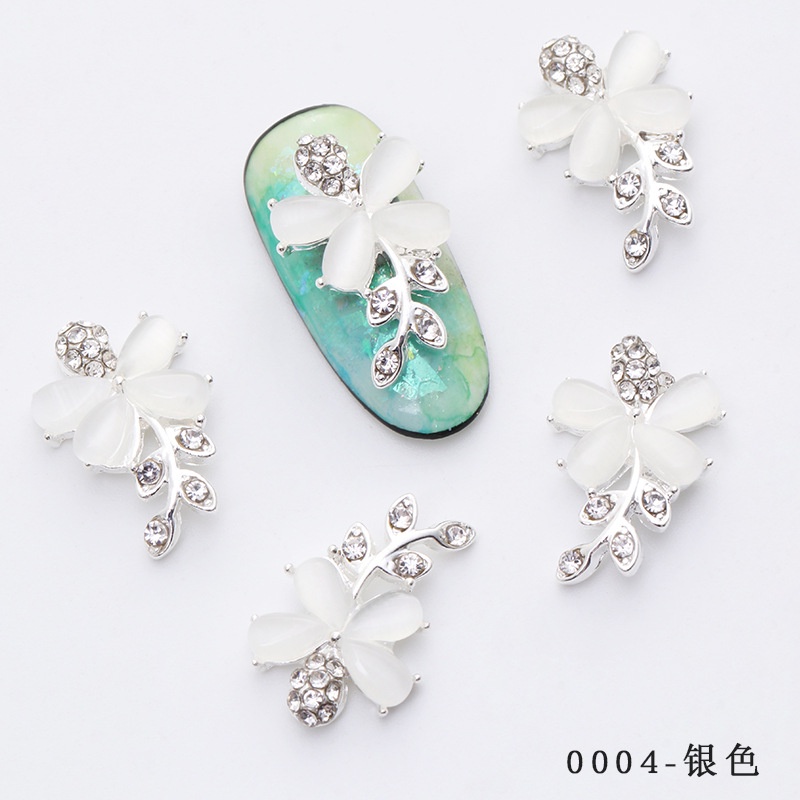 Miếng Dán Trang Trí Móng Tay Hình Bướm Bằng Hợp Kim Đính Đá Opal Sang Trọng