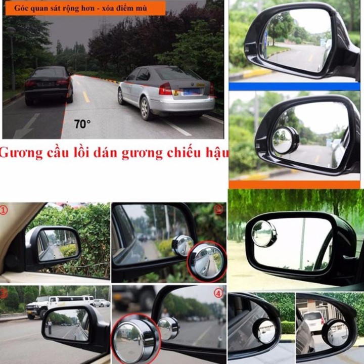 Bộ 2 Gương Cầu Lồi Có Viền 360 độ Xóa điểm mù gắn Kính chiếu hậu xe hơi, ô tô | BigBuy360 - bigbuy360.vn