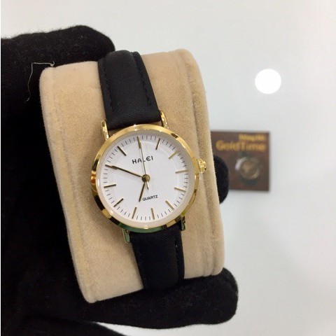 Đồng hồ Halei nữ dây da mặt tròn chống nước + tặng pin dự phòng | BigBuy360 - bigbuy360.vn