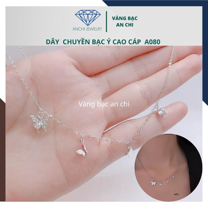 Dây chuyền mặt nơ đính đá, chuẩn bạc ta cao cấp sáng đẹp - Anchi jewelry