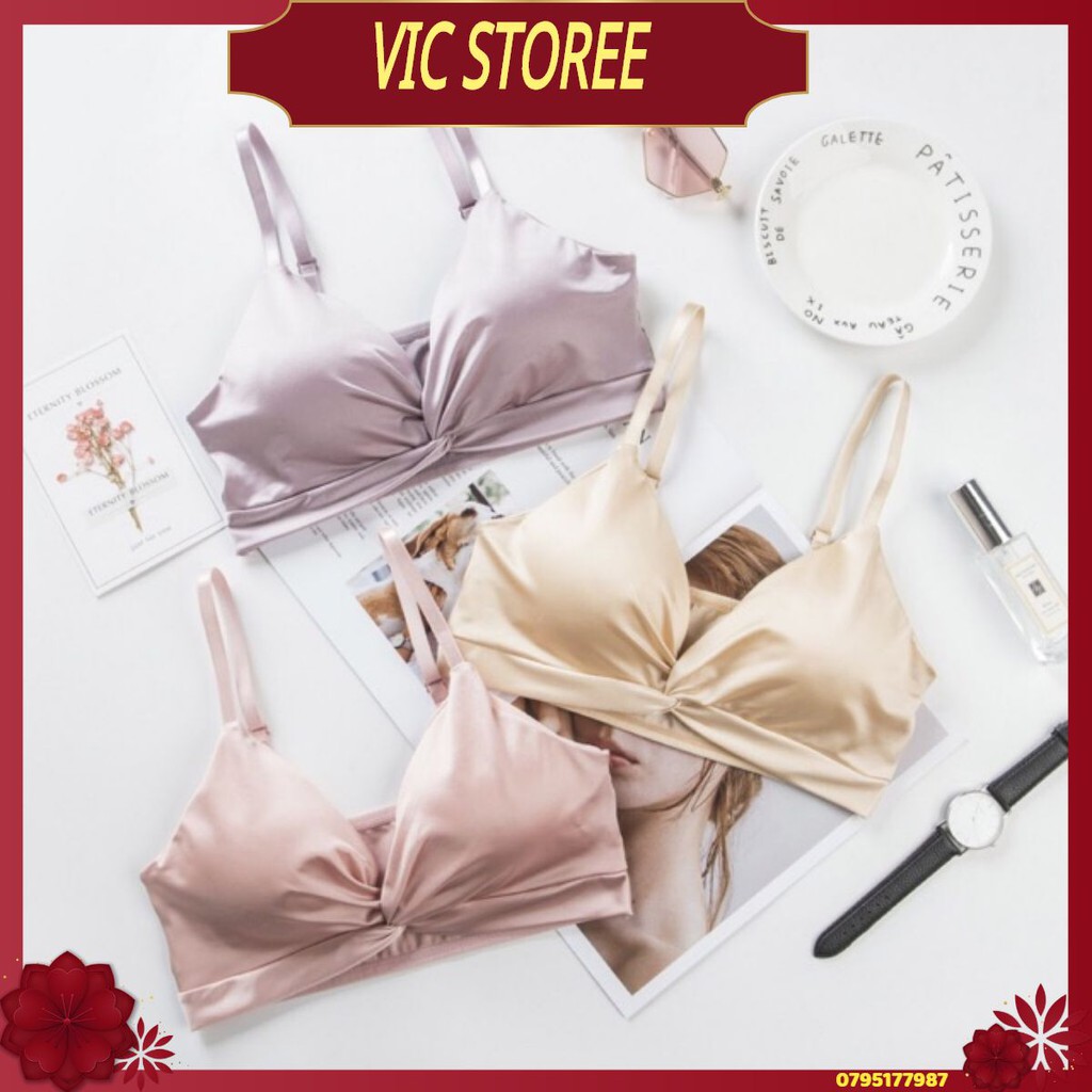 Áo Lót Nữ 🌿 FRESHIP🌿 Bra Lụa Phi Bóng Hình Nơ Sang Chảnh 265