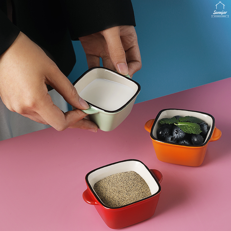 Đĩa đựng nước chấm SWEEJAR bằng gốm có hai tay cầm tiện lợi