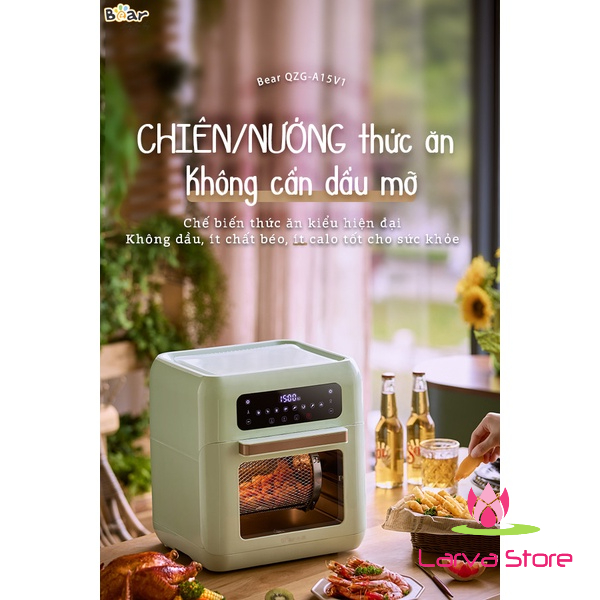 Nồi Chiên Không Dầu BEAR Điện Tử Hiện Đại 10 Lít QZG-A15V1
