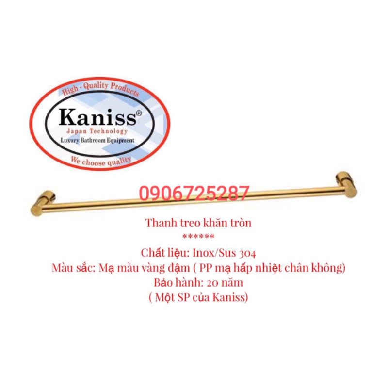 Máng khăn 2 thanh inox 304,thanh treo khăn đôi sơn tĩnh điện màu đen,mạ vàng cao cấp KANISS, bảo hành 20 năm