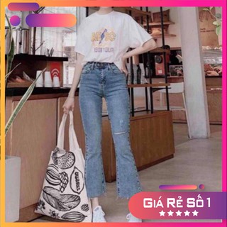 [ BAO PHOM ĐẸP] Quần jean rách loe co giãn thoải mái ⚡HÌNH THẬT SHOP CHỤP ⚡CÓ SẴN