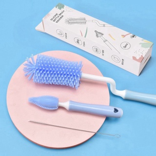 Cọ rửa bình sữa silicon cho bé 3 chi tiết, cọ sạch bình sữa và núm ti, silicon siêu mềm