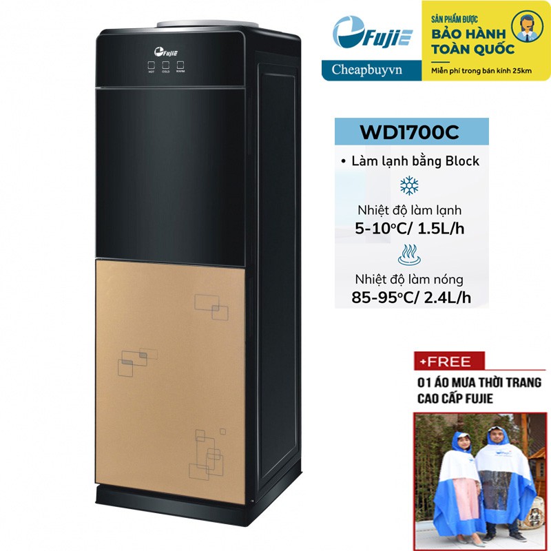 Cây nước nóng lạnh 2 vòi FujiE WD1700C (làm lạnh Block, khóa vòi nóng) chính hãng bảo hành 2 năm