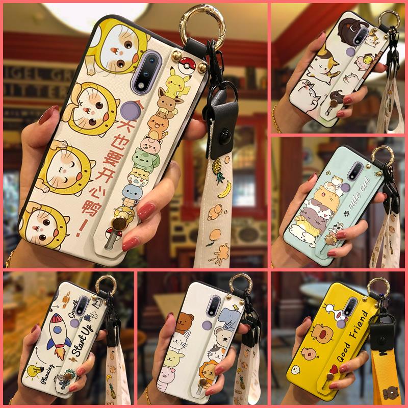Ốp điện thoại TPU có dây đeo tay giá đỡ dễ thương chống nước cho Nokia 2.4