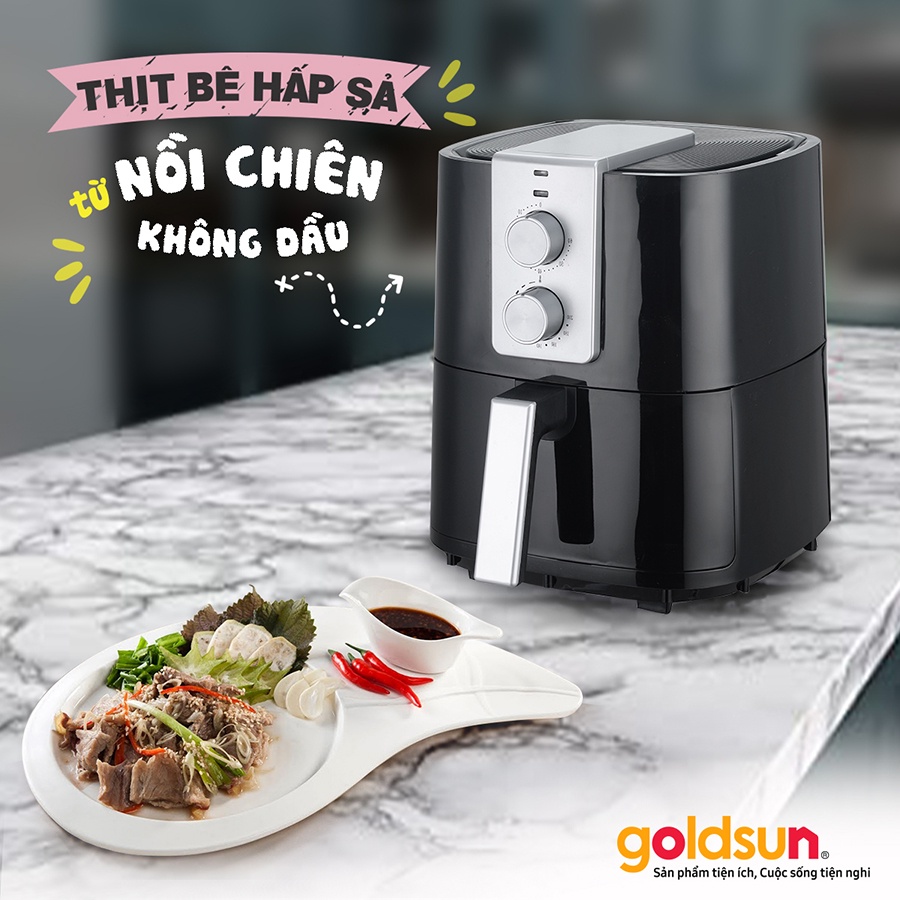 Nồi chiên không dầu cơ Goldsun GAF5841-M - 5.5 lít điều khiển cơ, làm chín thực phẩm từ bên trong