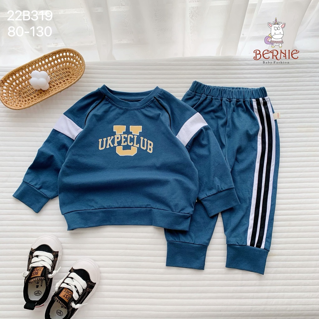 Bộ bé trai phối tay giáp lăng hoạ tiết Ukpeclub, chất liệu cotton mềm xịn sò ấm áp