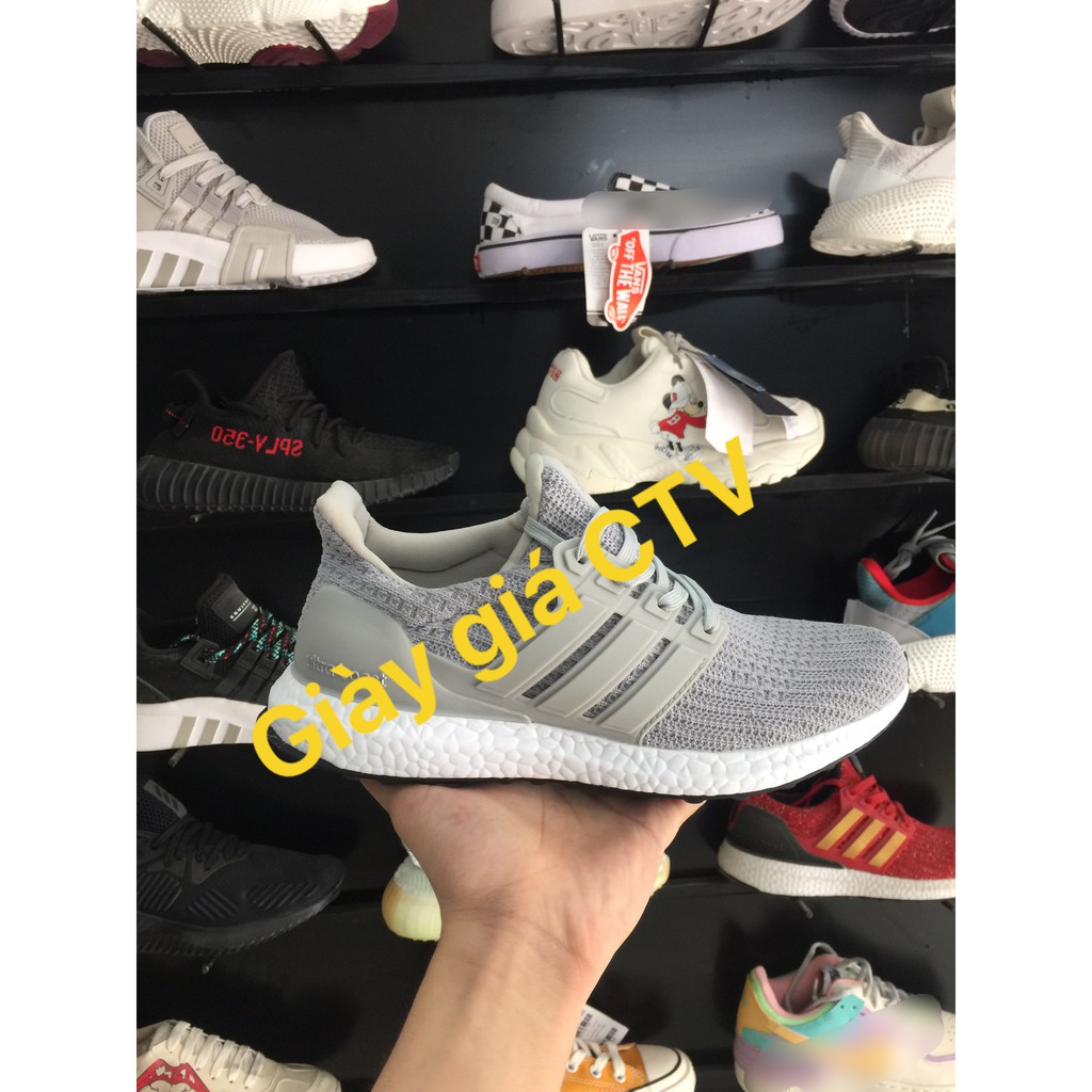 Giày ultraboost 4.0 xám ghi đế trắng nam nữ ( ảnh thật )