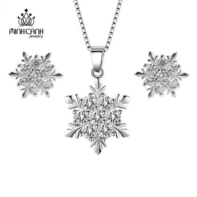 Bộ Trang Sức Bạc Bông Tuyết Đính Đá Minh Canh Jewelry