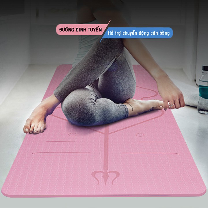 Thảm Yoga Định Tuyến 2 Lớp -  Dụng Cụ Gym Tập Thể Dục Tại Nhà Dày 6MM - Chống Trượt Chất Lượng Cao