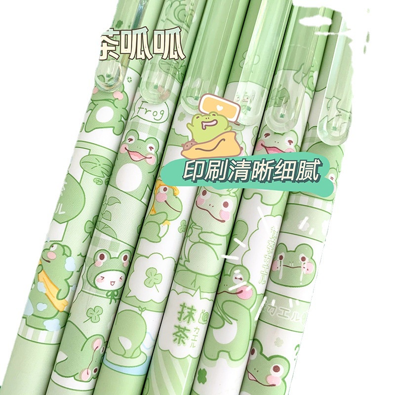 Bộ 6 Bút Mực Gel Màu Đen Kiểu Trái Tim Dễ Thương Cho Học Sinh