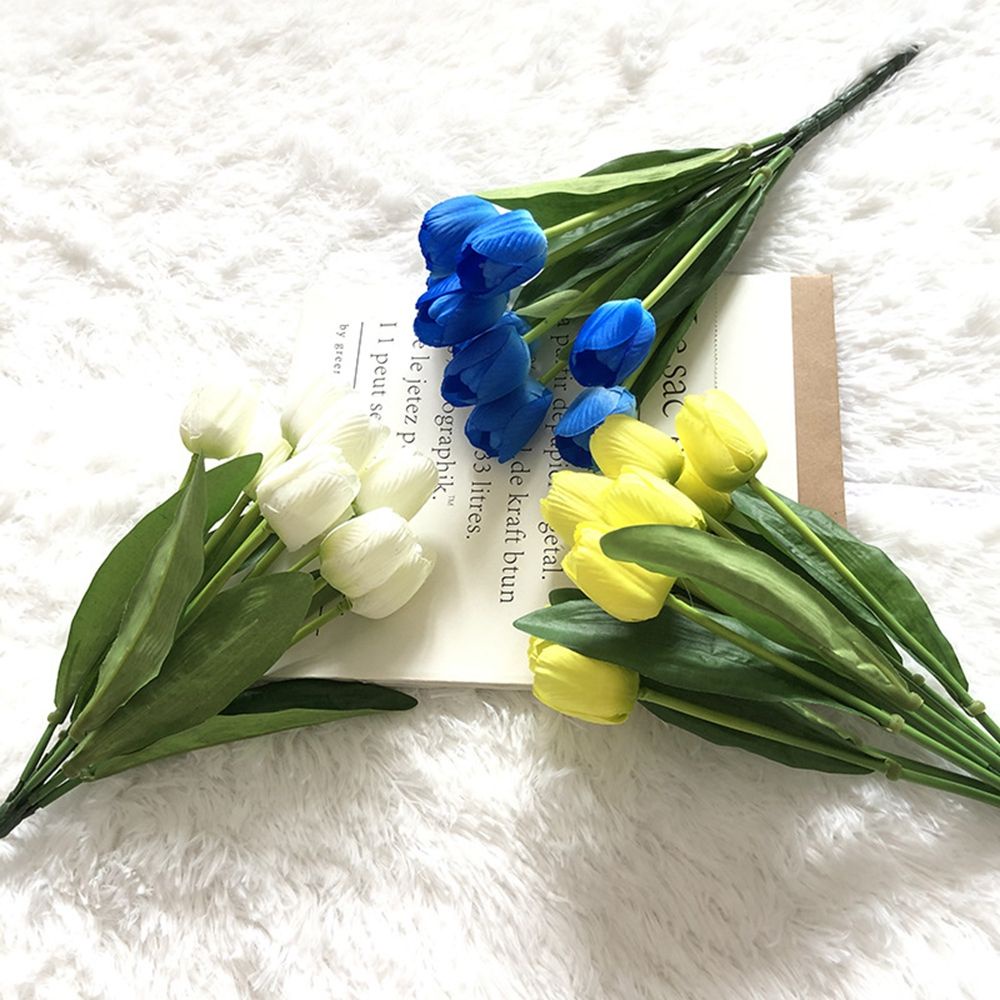 Bó Hoa Tulip Nhân Tạo 9 Bông Trang Trí Tiệc Cưới / Sân Vườn Diy