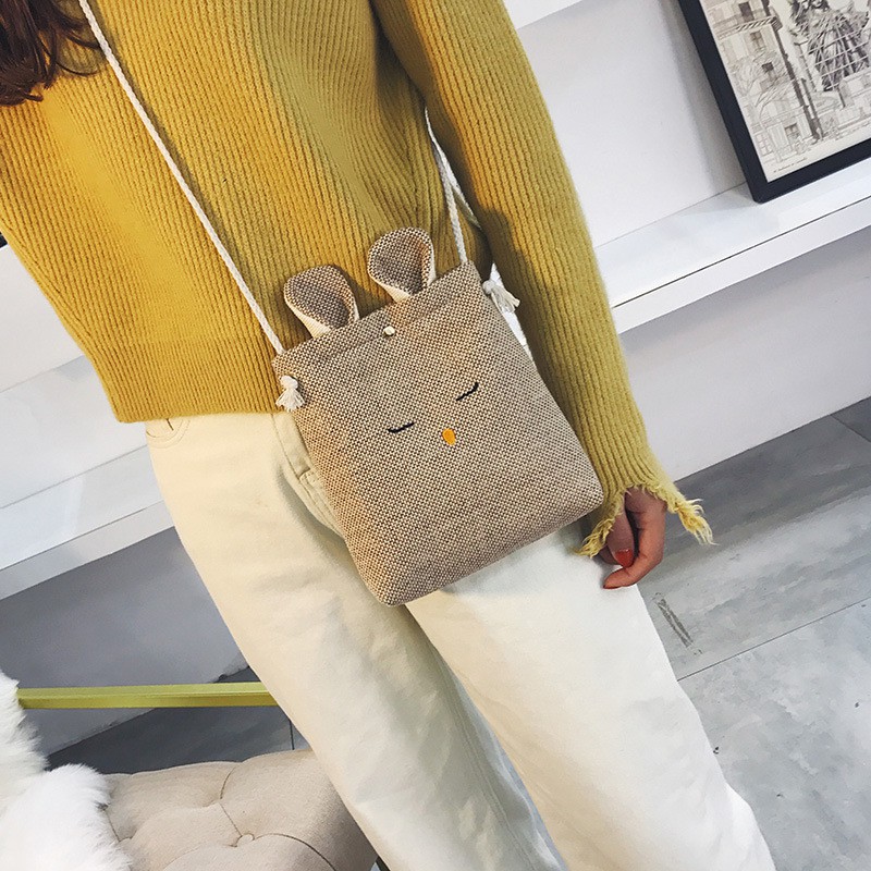 Túi vải đeo chéo đi chơi đi học tai thỏ cực xinh | BigBuy360 - bigbuy360.vn