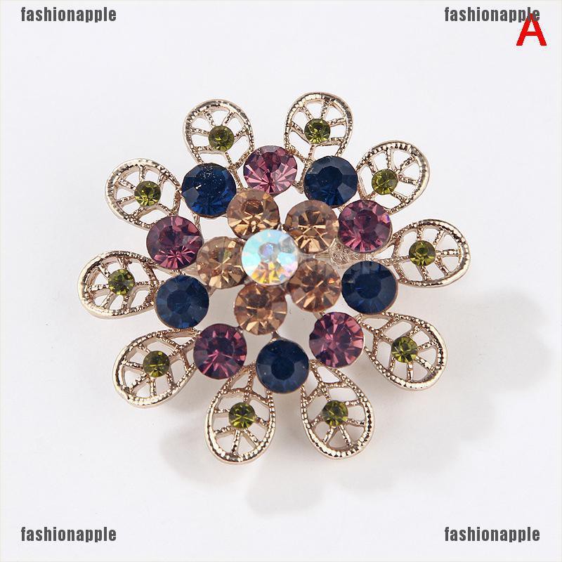 Ghim Cài Áo Hình Vòng Hoa Đính Đá Nhiều Màu Thời Trang