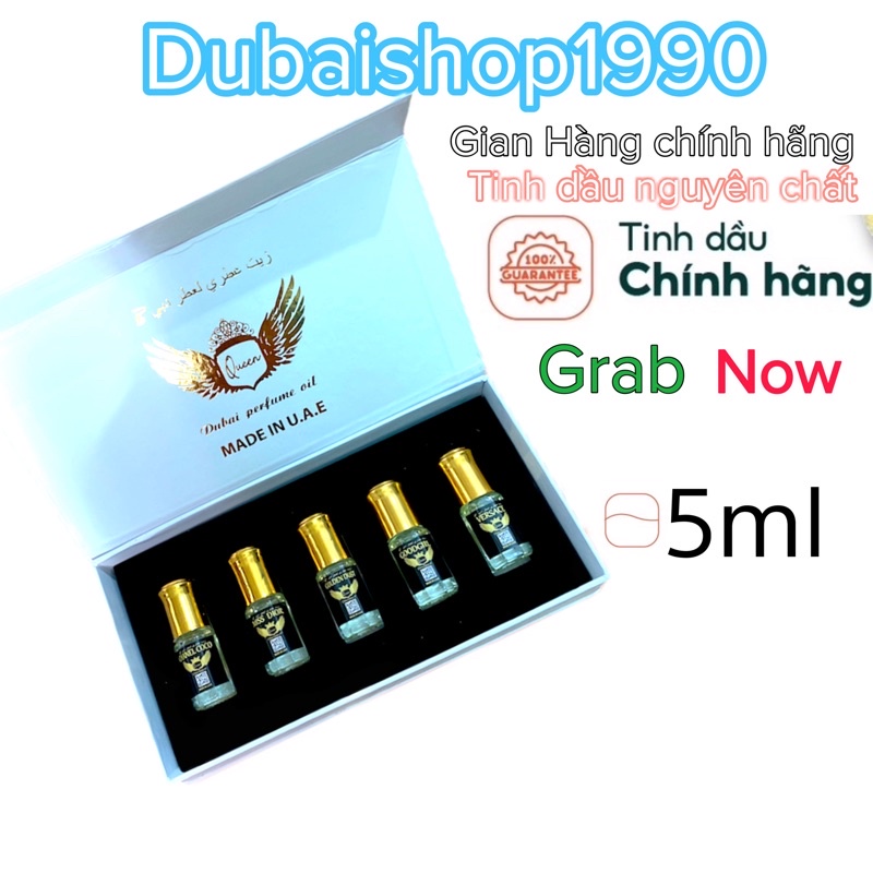 hộp 5 chai tinh dầu nước hoa dubai dạng lăn chính hãng