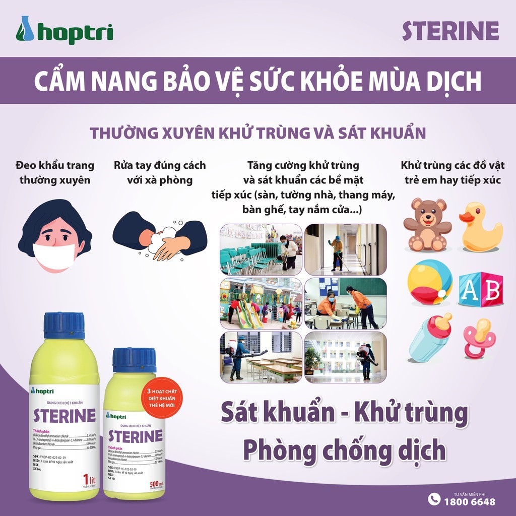 Dung dịch lau nhà khử trùng và diệt khuẩn chuyên dụng Sterine