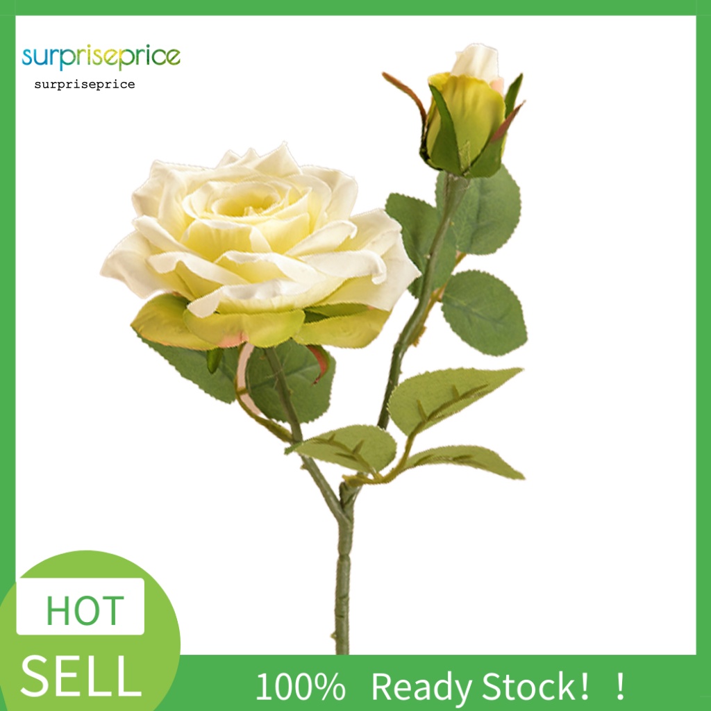 SPA Fake Flower 2 Heads Faux Rose Flower No Odor