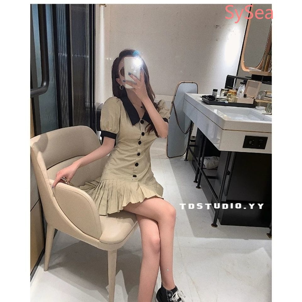 Đầm Đuôi Cá Ngắn Tay Xếp Ly Phong Cách Retro Thời Trang Cho Nữ | BigBuy360 - bigbuy360.vn